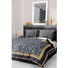 Premium Luxury 3D Pamuk Saten Dark Leaf Çift Kişilik Nevresim Takımı