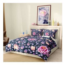 Premium Luxury 3D Pamuk Saten Purple Paisley Çift Kişilik Nevresim Takımı