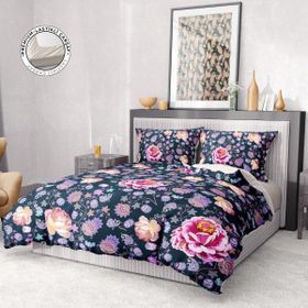 Premium Luxury 3D Pamuk Saten Purple Paisley Çift Kişilik Nevresim Takımı