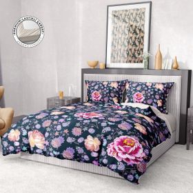 Premium Luxury 3D Pamuk Saten Purple Paisley Çift Kişilik Nevresim Takımı