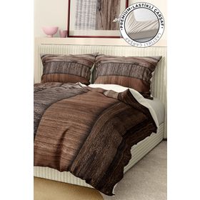 Premium Luxury 3D Pamuk Saten Wood Brown Çift Kişilik Nevresim Takımı