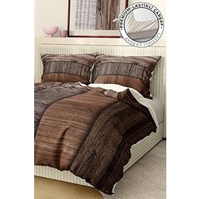 Premium Luxury 3D Pamuk Saten Wood Brown Çift Kişilik Nevresim Takımı