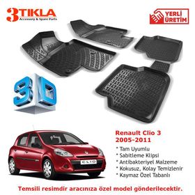 Premium Renault Clio 3 3D Havuzlu Paspas