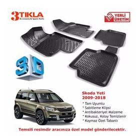 Premium Skoda Yeti 3D Havuzlu Paspas
