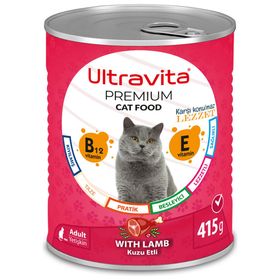 Premium Yüksek Proteinli Kuzu Etli 24x415 gr Konserve Yaş Kedi Maması