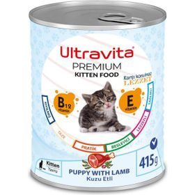 Premium Yüksek Proteinli Kuzu Etli 24x415 gr Konserve Yaş Yavru Kedi Maması