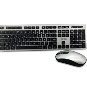 Preo KM06 Zarif Kasa Damla Tasarımlı Tuş Gümüş Kablosuz Klavye Mouse Set
