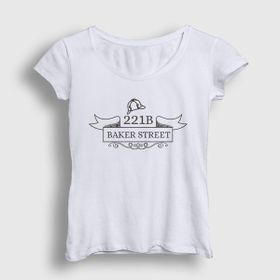 Presmono 221B Sherlock Holmes Beyaz Kadın T-shirt