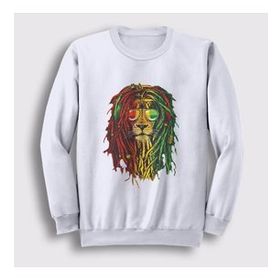 Presmono 265129TT Unisex Beyaz Lion Bob Marley Sweatshirt