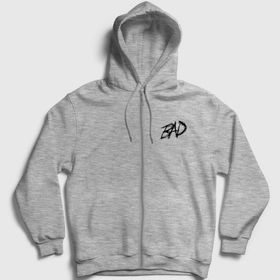 Presmono 47228TT Unisex Gri Bad XXXTentacion Fermuarlı Kapüşonlu Sweatshirt