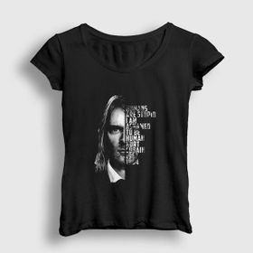 Presmono Ashamed Nirvana Kurt Cobain Siyah Kadın T-Shirt