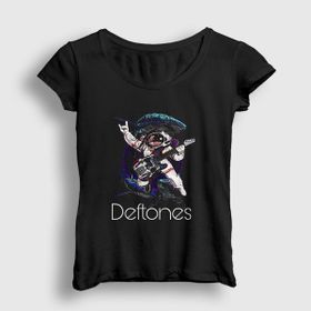 Presmono Astronaut Deftones Siyah Kadın T-Shirt