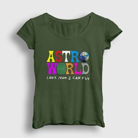 Presmono Astroworld V2 Travis Scott Haki Kadın T-Shirt
