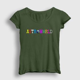 Presmono Astroworld V2 Travis Scott Haki Kadın T-Shirt