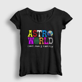 Presmono Astroworld V3 Travis Scott Siyah Kadın T-Shirt