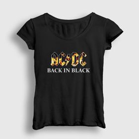 Presmono Back in Black Fire Ac Dc Siyah Kadın T-Shirt