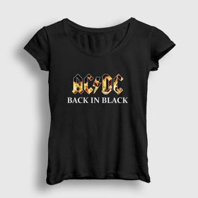 Presmono Back in Black Fire Ac Dc Siyah Kadın T-Shirt