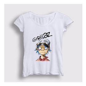 Presmono Beyaz 2D Gorillaz Kadın T-Shirt