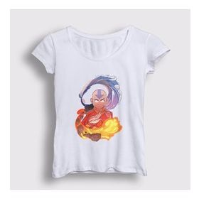 Presmono Beyaz Aang Anime Avatar The Last Airbender Kadın T-Shirt