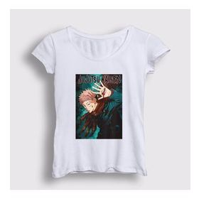 Presmono Beyaz Anime Jujutsu Kaisen Kadın T-Shirt