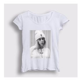 Presmono Beyaz Billie Eilish Kadın T-Shirt