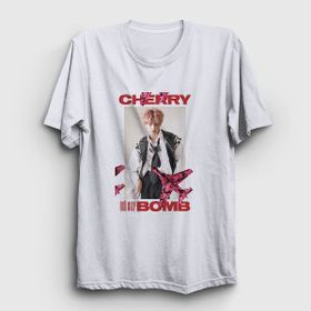 Presmono Beyaz Cherry Bomb K-Pop Nct 127 Kadın T-shirt