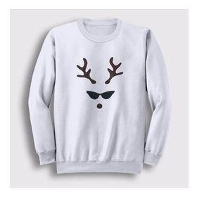 Presmono Beyaz Female Deer Yılbaşı Unisex Sweatshirt