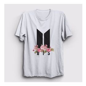 Presmono Beyaz Flowers Bts Unisex T-Shirt
