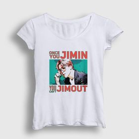 Presmono Beyaz Jimout K Pop Jimin Bts Kadın T-Shirt