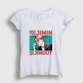 Presmono Beyaz Jimout K Pop Jimin Bts Kadın T-Shirt