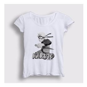 Presmono Beyaz Kunai Anime Naruto Kadın T-Shirt