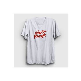 Presmono Beyaz Logo Daft Punk Unisex T-Shirt