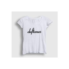 Presmono Beyaz Logo Deftones Kadın T-shirt