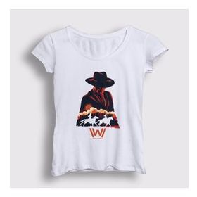Presmono Beyaz Mib V2 Westworld Kadın T-Shirt