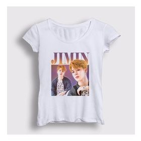 Presmono Beyaz Poster K Pop Jimin Bts Kadın T-Shirt