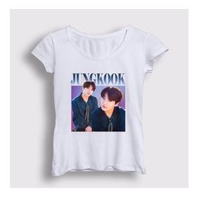 Presmono Beyaz Poster K Pop Jungkook Bts Kadın T-Shirt