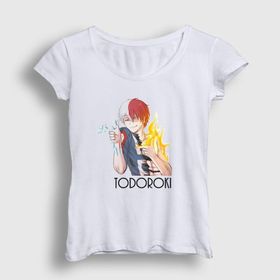 Presmono Beyaz Shoto Anime Boku No Hero Academia Kadın T-Shirt