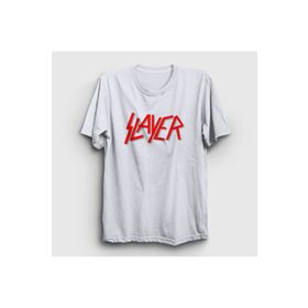 Presmono Beyaz Solo Logo Slayer Unisex T-Shirt