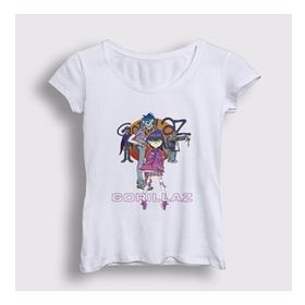 Presmono Beyaz Sun Gorillaz Kadın T-shirt