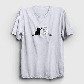Presmono Black and White Cats Kedi Beyaz Unisex T-Shirt