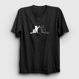 Presmono Black and White Cats Kedi Siyah Unisex T-Shirt