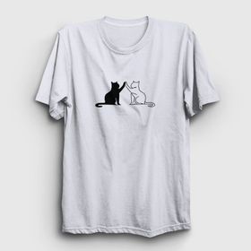 Presmono Black and White Cats Kedi Siyah Unisex T-Shirt