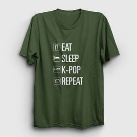 Presmono Eat Sleep Repeat K-Pop Haki Unisex T-Shirt