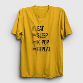 Presmono Eat Sleep Repeat K-Pop Kırmızı Unisex T-Shirt