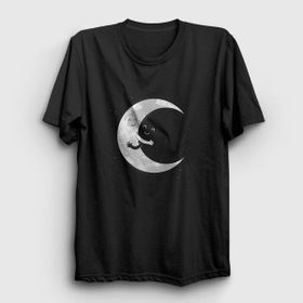 Presmono Hugging Moon Space Uzay Siyah Unisex T-Shirt