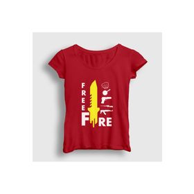 Presmono Kırmızı Knife Free Fire Kadın T-shirt