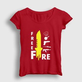 Presmono Kırmızı Knife Free Fire Kadın T-shirt