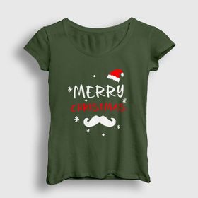Presmono Mustache Merry Christmas Yılbaşı Kadın T-shirt