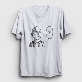 Presmono Ok Anime One Punch Man Beyaz Unisex T-Shirt