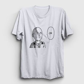 Presmono Ok Anime One Punch Man Beyaz Unisex T-Shirt